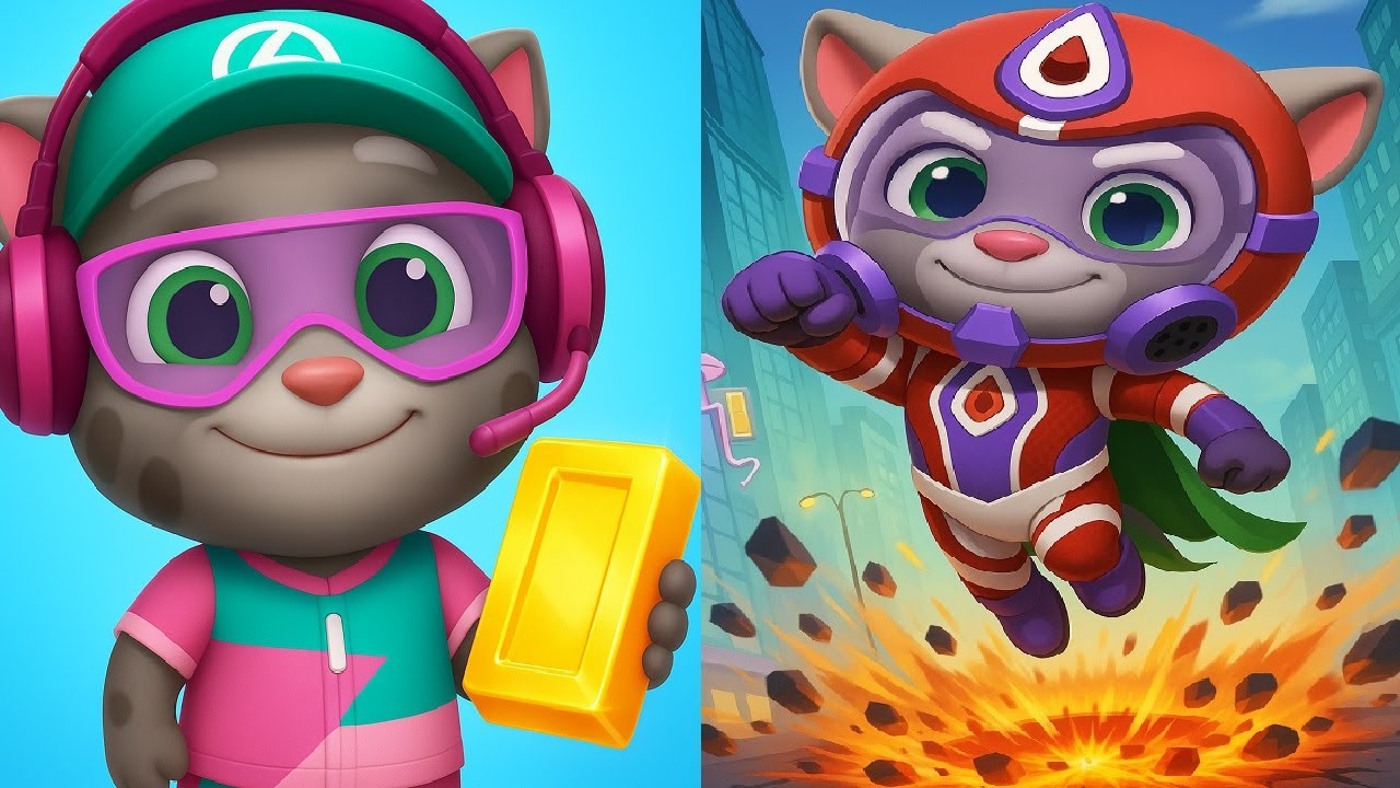 Tom Streamer Talking Tom Gold Run VS Talking Tom Hero Dash NEW UPDATE Streamer Tom ...