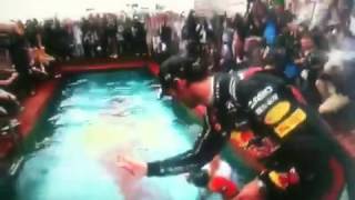 Martin Brundle thrown in the Red Bull Pool