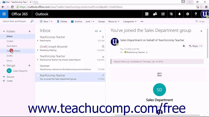 Outlook on the Web Tutorial The Deleted Items Folder Microsoft Training