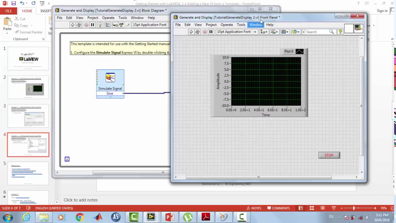 Getting Started with LabVIEW, 1.2 Opening a New VI form a Template ...