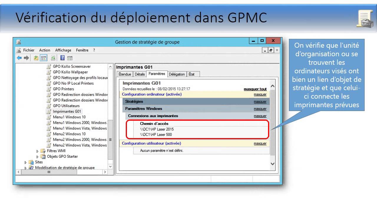 préférences de stratégie de groupe installer le pilote d'imprimante