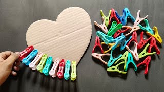 Unique Wall Hanging Craft Idea Best Out Of Waste Cardboard And Cloth Clips Home Decoration Ideas