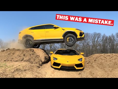 JUMPING My Lamborghini Urus OVER My Lamborghini Aventador!!! *MISTAKES WERE MADE*