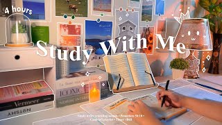 : 4-HOUR  Study With Me   Fire Crackling+ Lofi bgm  Pomodoro 50-10  Day202