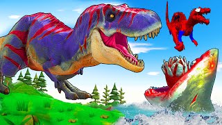 Velociraptors Tyrannosaurus Mosasaurus Chase Evolution Of Godzilla | EVOLUTION OF Brachiosaurus