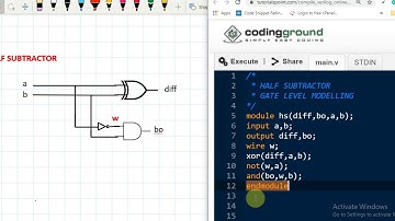 GATE LEVEL MODELLING #2: Design and verify half subtractor using Verilog HDL