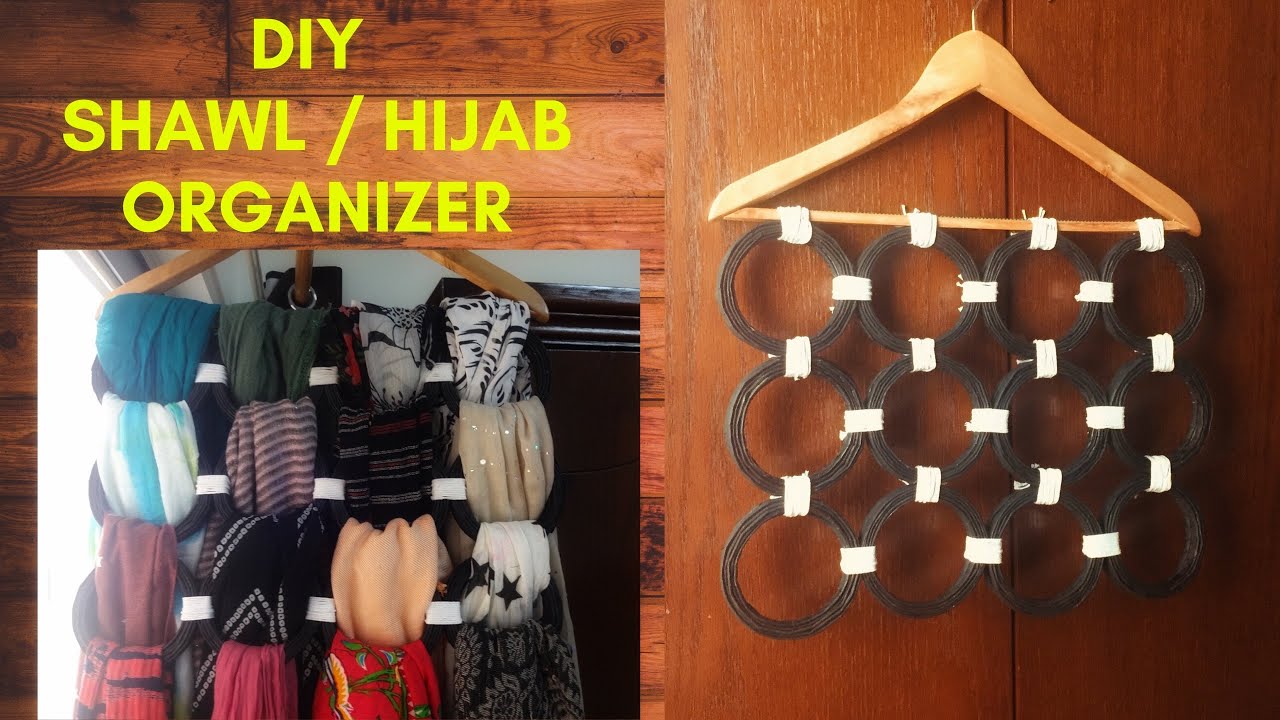 Diy shawl or hijab or scarf organizer