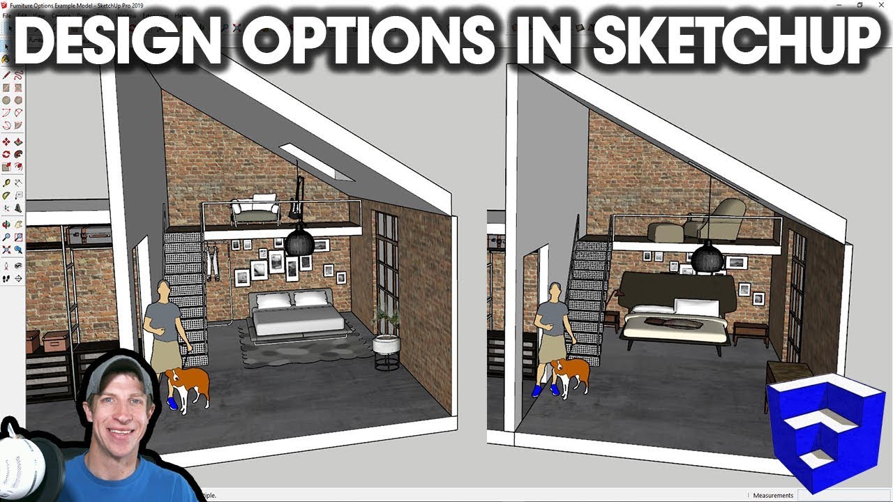 Showing Multiple Furniture Options In Sketchup Interior Design Tutorial