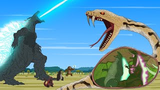 Rescue GODZILLA \& KONG From GIANT PYTHON: Who Is The King Of Monster - FUNNY??? | Godzilla Cartoons