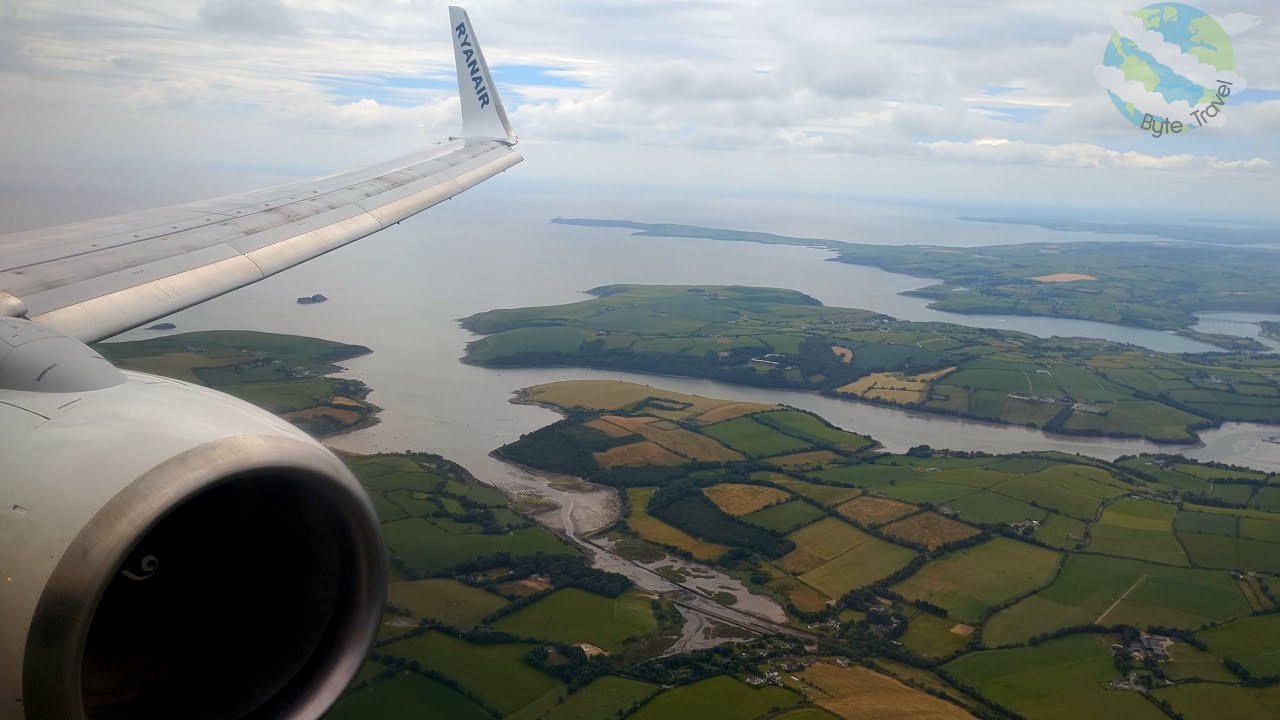 Ryanair Boeing 737-800 Coastline Approach and Smooth Landing at Cork