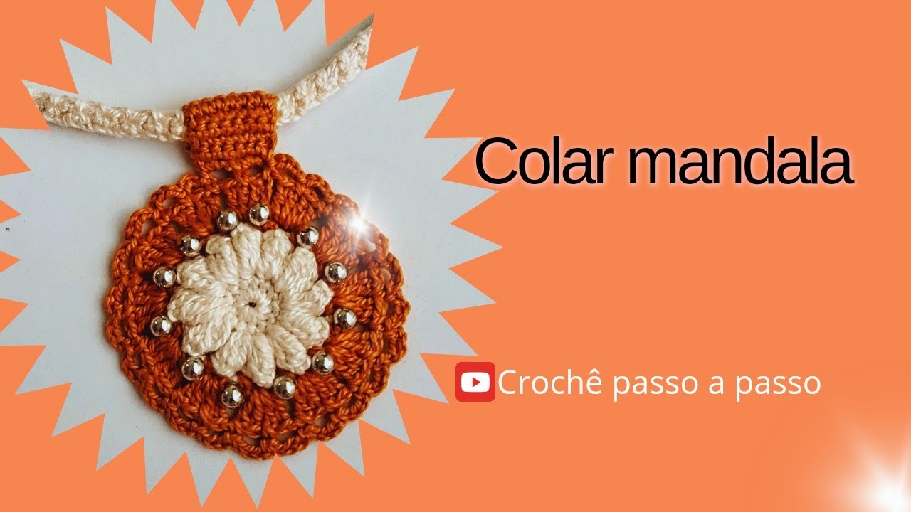 Colar de crochê mandala #crochepassoapasso #crochetjewelry #colardecroche