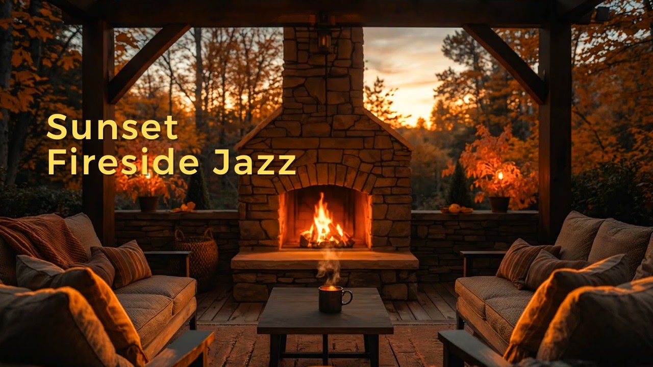 Autumn Sunset Jazz by the Fire 🍁 Cozy Outdoor Piano for Relaxing Nights