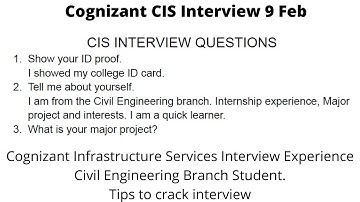 Interview Experience (Civil Branch) | Cognizant Infrastructure Services | 9 Feb | QuestionsAns wers