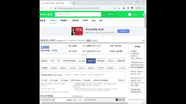 038460바이오스마트 주가 전망 및 차트 분석