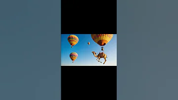 A Camel Enjoying Airbaloon Journy 