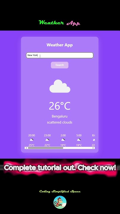 Weather App using JS. #html #css #javascript #tutorial #project #shorts ...