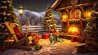 Christmas Snowstorm❄️Cozy Winter Ambience Fireplace And Snow?Relaxing Fireplace Instrumental Music