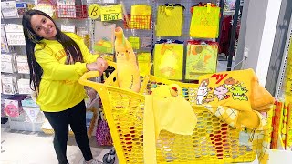 تحدي 3 دقائق مع شفا تشتري اي شئ بلون واحد  أصفر ? BUYING Everything in ONE COLOR in 3 minute