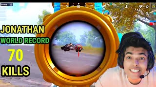 JONATHAN GAMING WORLD RECORD 70 BEST 1 VS 4 CLUTCH VIDEO   BGMI WORLD RECORD 70 @JONATHANGAMINGYT