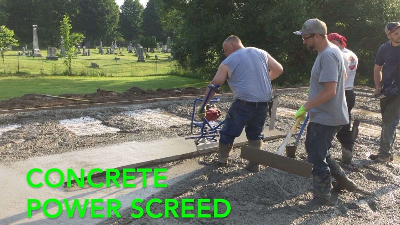 Pouring concrete trailer pad with a Power Screed. YouTube