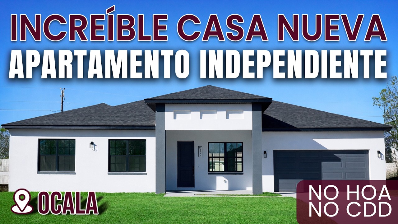 Increíble casa nueva | con APARTAMENTO INDEPENDIENTE | Ocala fl NO HOA-CDD | Gastos de cierre gratis