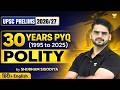 30 Years Polity PYQs Solved | Most Repeated Questions for UPSC Prelims 2026/27 | Shubham Sisodiya