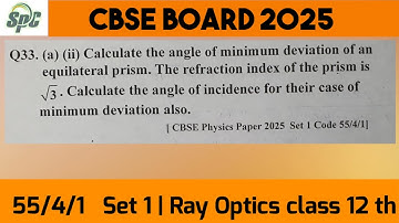 Calculate the angle of minimum deviation of an equilateral prism . The refraction index of the prism