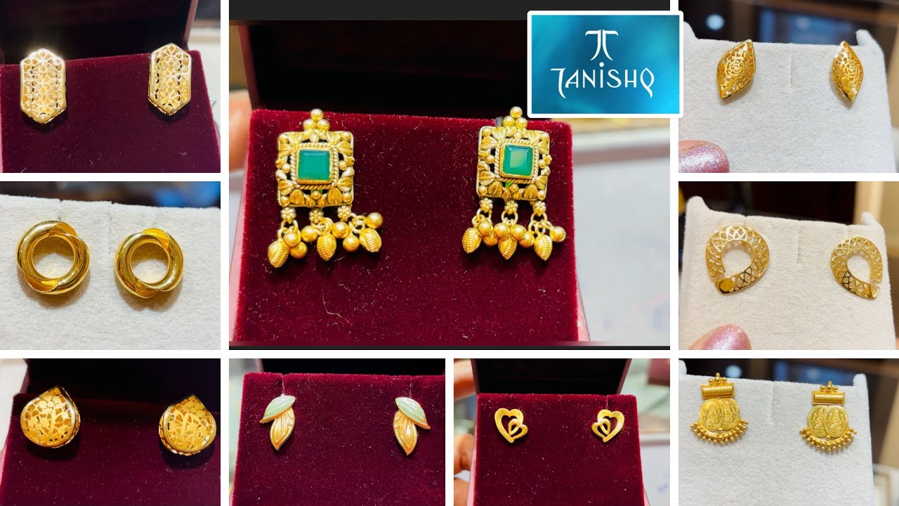 Tanishq 22kt gold Studs Earrings Designs with Price | Tanishq Dailywear to Party Wear Stdus earrings