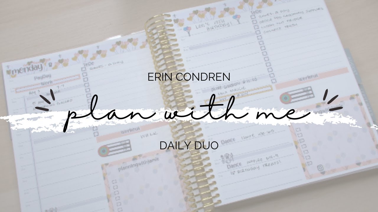 ERIN CONDREN DAILY DUO PLAN WITH ME | WEEK AT A GLANCE | PLAN WITH ME ...