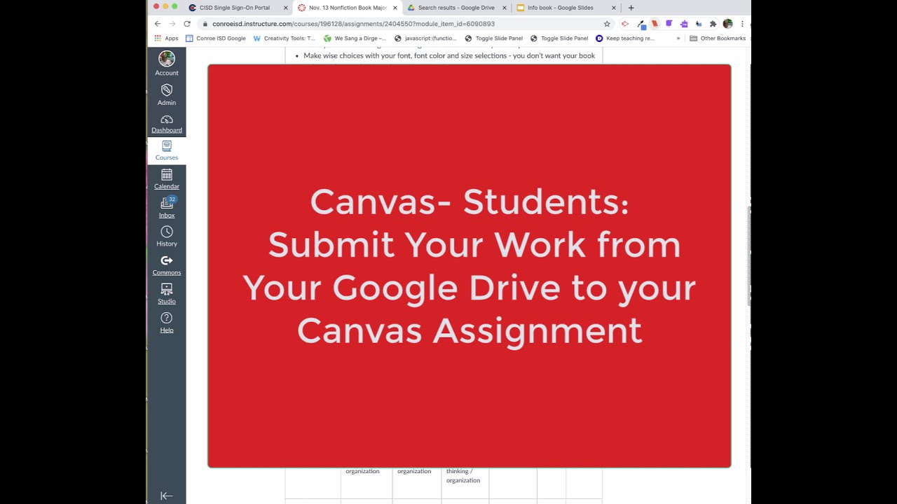 how to submit an assignment on canvas from google slides