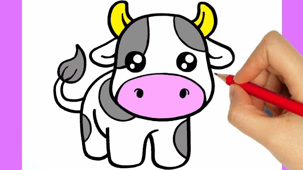 How to Draw a Cow - Cartoon Drawing Tutorial - beginner, easy ...
