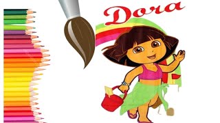 Dora The Explorer Coloring Page Dora On Beach Drawing 