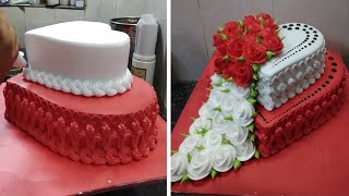 So Yummy Red and White Anniversary Cake | Anniversary Heart Shape Cake