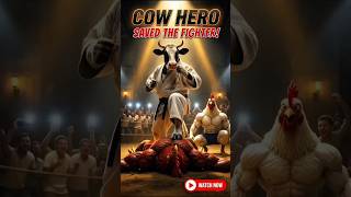 Brave Cow Rescues Bodybuilder Rooster From Deadly Fight | Cinematic Animal Story | #shorts #ai