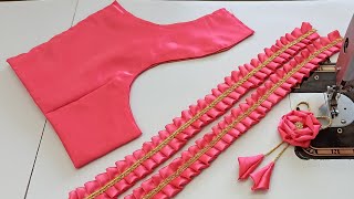 Blouse Design | Blouse Designs | Cutting And Stitching Back Neck Blouse | Latest Frill Blouse Design screenshot 3