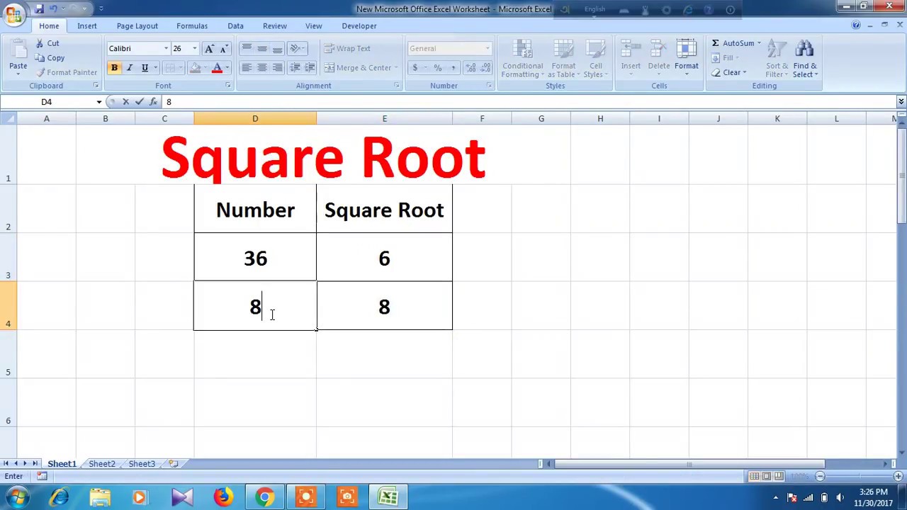 How to use square root in Excel YouTube