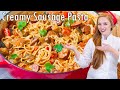 EASY Creamy Sausage Pasta Skillet | 30-Minute Dinner Recipe! With Zucchini & Mushrooms
