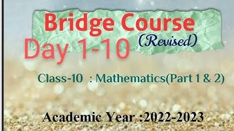 || BRIDGE COURSE 10 TH DAY 1 - 10  MATHS || @JV_active