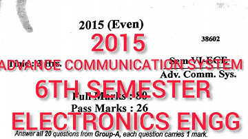 ADVANCE COMMUNICATION SYSTEM||PREVIOUS YEAR QUESTIONS(2015)||ELECTRONICS ENGINEERING||6TH SEMESTER
