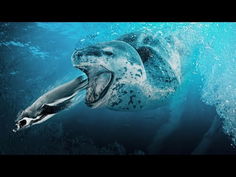 Морской леопард - кровожадный убийца пингвинов! Самый смертоносный зверь Антарктики!