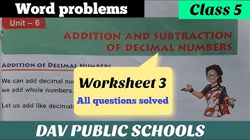 DAV maths class 5 unit 6 worksheet 3