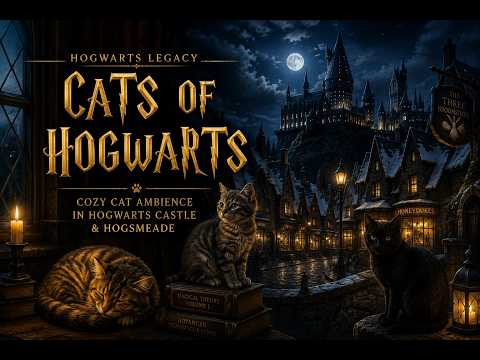 Cats of Hogwarts 🐾 Cozy Night Ambience in Hogwarts Castle & Hogsmeade