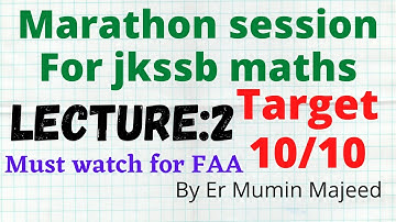 PART 2 || JKSSB FAA MATHS || MARATHON CLASS||