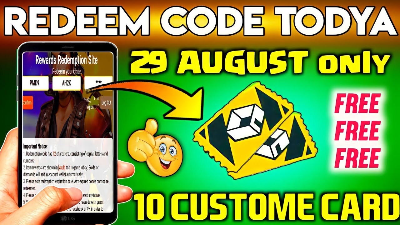 🤩redeem code 10 custom card in free fire | today 2021 | ff redeem code | ff rewards