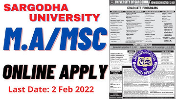How To Online Apply In MA MSC Sargodha University Admissions | Online Apply UOS MA/MSC Admissions