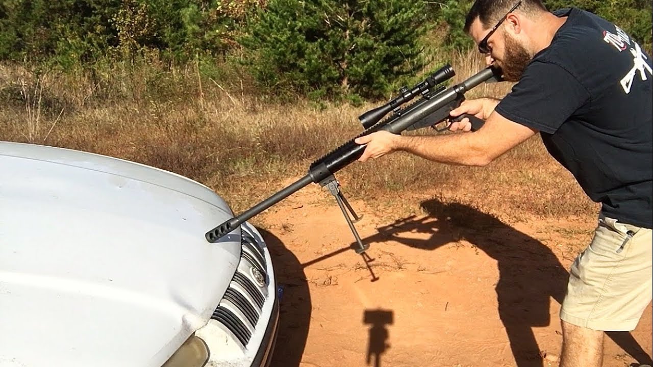 50 BMG Vs Running Car - YouTube