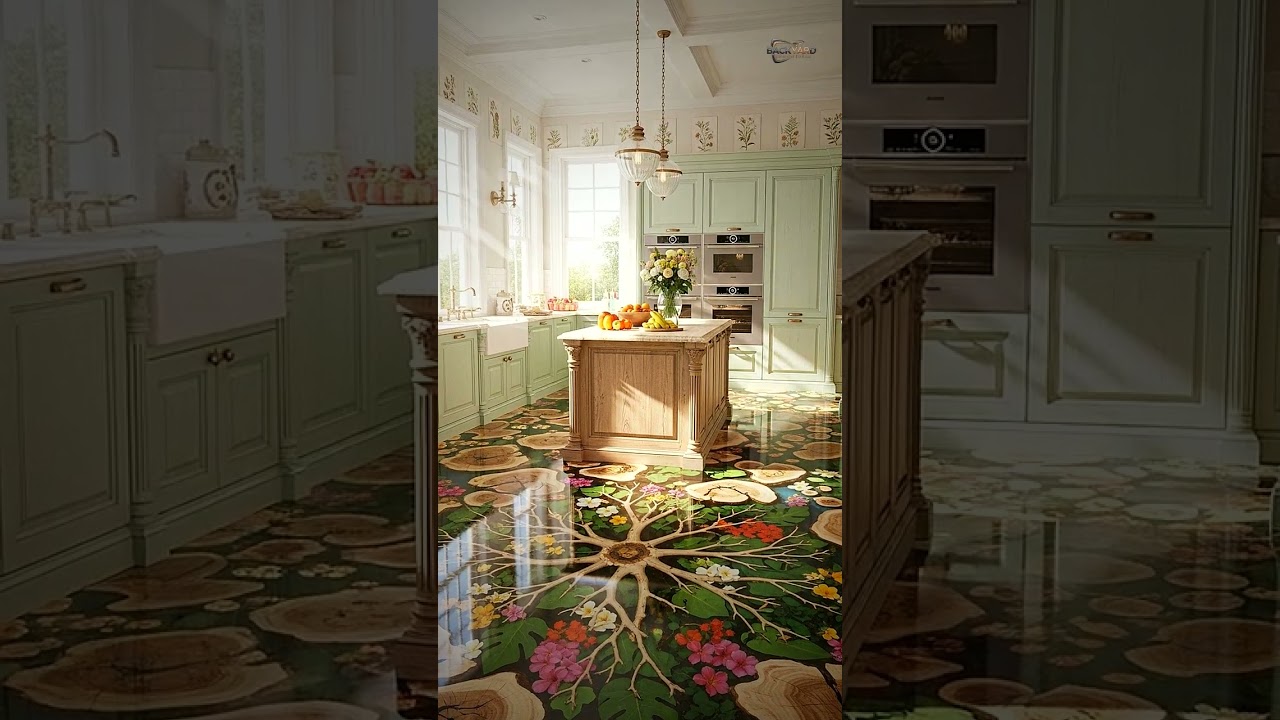 Kitchen - dry tree complete with leaves and flowers slice resin  Flooring DREAM HOME 