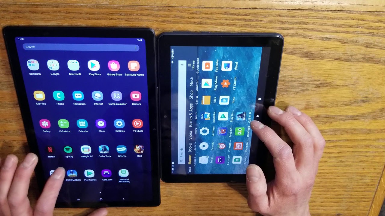 Amazon Fire Hd8 plus vs Samsung tab A7 comparison and speed test YouTube
