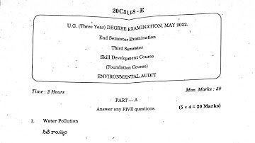 #rayalaseema university degree 3rdsem*Skill Development Course*Environmental Audit*public Paper-2022