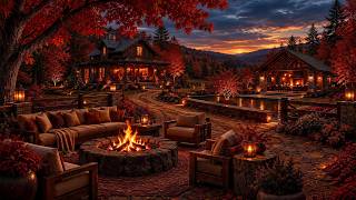 Warm & Smooth Piano on a Autumn Porch Ambience 🍂 Relaxing Piano Music with Fire Pit Sounds for Study screenshot 3